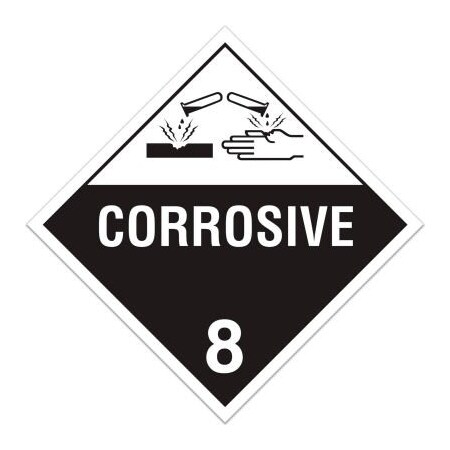 Top Tape And Label INCOM TA800PS Class 8 Corrosive Adhesive Vinyl Placard TA800PS